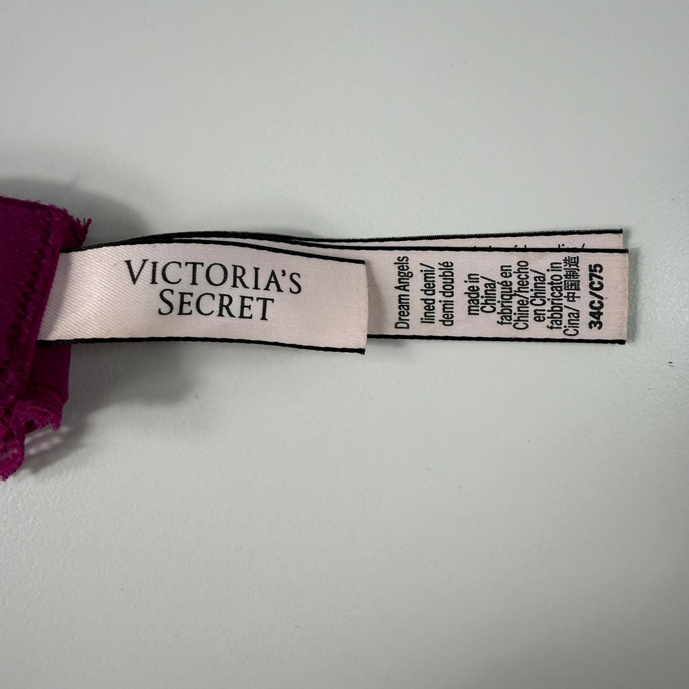 Victoria's Secret Dream Angels Lined‎ Demi Bra Magenta Floral Lace 34C - Picture 5 of 6